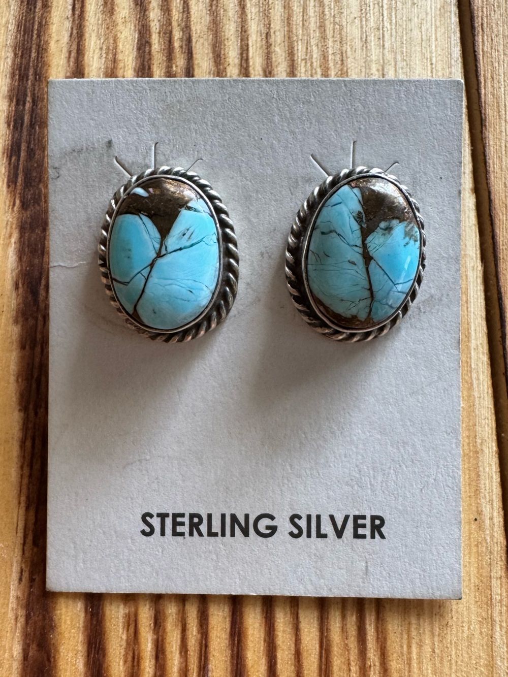 Native American Cotton Candy Turquoise Oval Stud Earrings